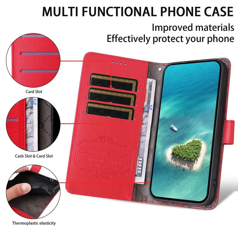 erorex For OPPO A5 Pro 5G / 4G / A5 Energy 5G Litchi Texture RFID Blocking 3-Card Wallet Leather Phone Case(Red) - Image 3