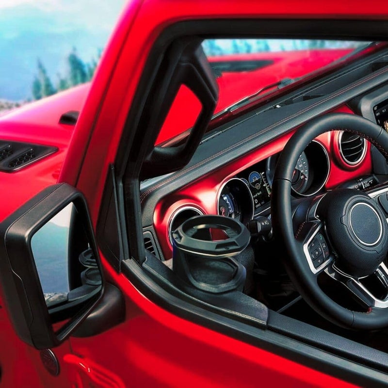 TRX AUTO Door Top Cup Holder for Jeep Wrangler 2018 To 2025 | Accessories For Jeep Wrangler 2024 | Driver & Passenger Side Cup Holder with Cleaning Cloth | Accessories For Jeep | Left & Right - Image 4