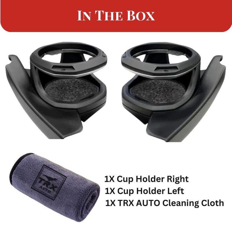 TRX AUTO Door Top Cup Holder for Jeep Wrangler 2018 To 2025 | Accessories For Jeep Wrangler 2024 | Driver & Passenger Side Cup Holder with Cleaning Cloth | Accessories For Jeep | Left & Right - Image 2