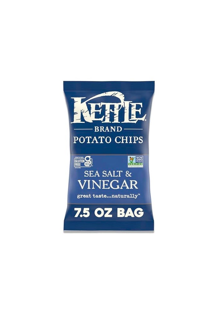 Kettle Brand Sea Salt and Vinegar Kettle Potato Chips GlutenFree NonGMO 75 oz Bag - Image 1