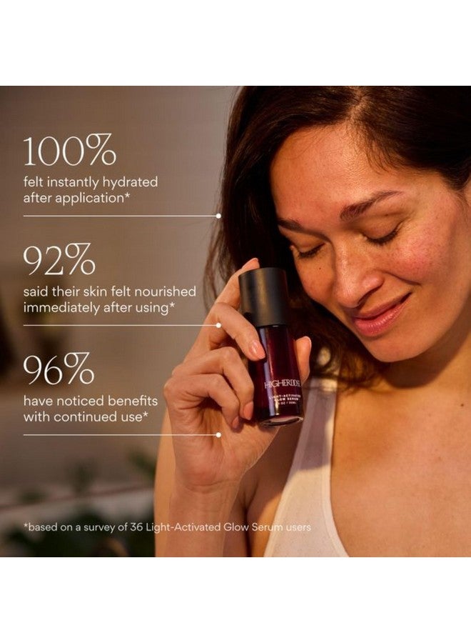 HigherDOSE Light-Activated GLOW SERUM - Anti Aging Face Serum to Plump, Hydrate & Smooth Fine Lines - Made with Vitamin C, Copper Peptides & Hyaluronic Acid - Boosts Benefits of Red Light (1 oz) - Image 2