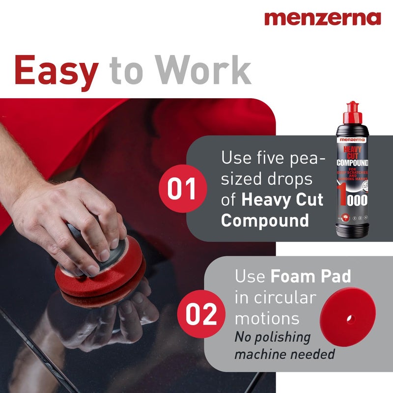 menzerna Heavy Cut Compound 1000 Improved Formula I Abrasive Polishing Compound for Deep Scratches, Swirls I Buffing and Polishing Compound for Scratch Repair I Silicone Free I 16 fl oz. - Image 4