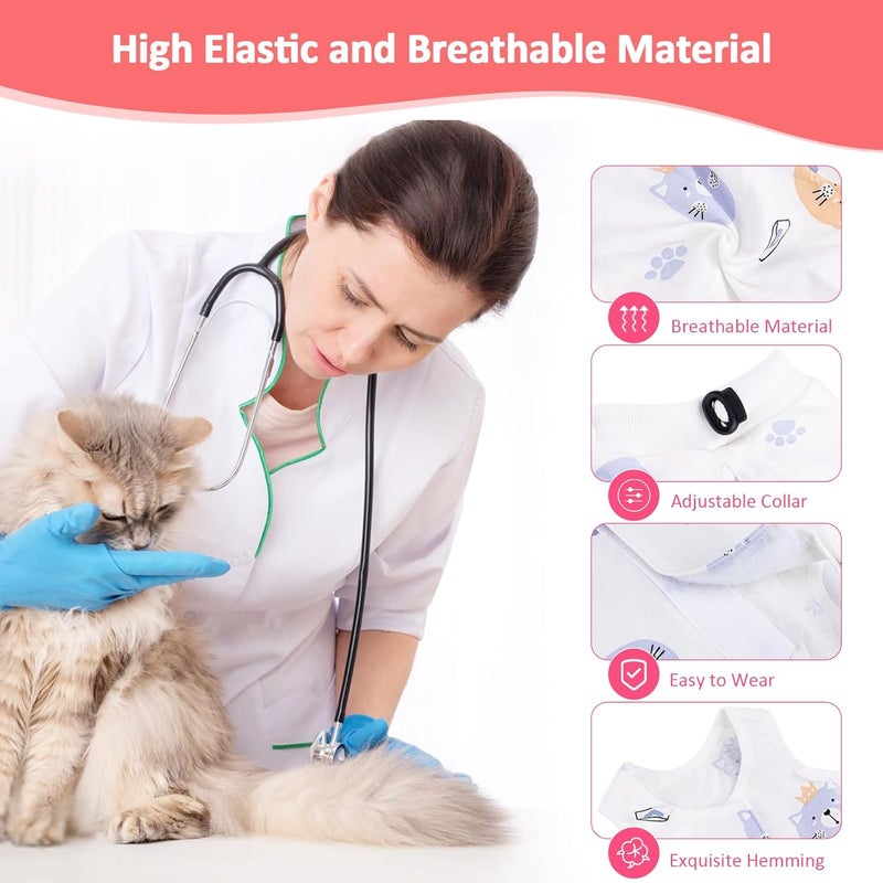 Coppthinktu 2 PCS Cat Recovery Suit Female Cat Onesie for Cats After Surgery Spay Abdominal Wounds, Kitten Recovery Suit Female Breathable E-Collar Alternative Kitten Onesie Anti Licking Large - Image 3