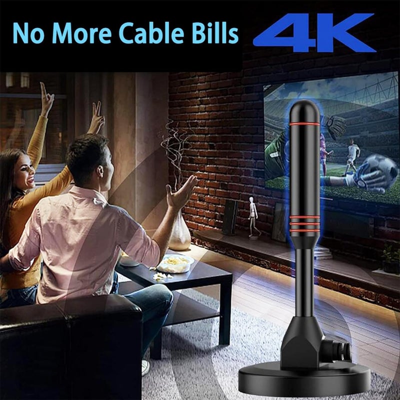 هوائي تلفزيوني صغير داخلي مع قاعدة مغناطيسية واستقبال 360 درجة يدعم سمارت 4K 1080P فاير تي في وجميع أجهزة التلفزيون القديمة تلفزيون HDTV لقنوات محلية مجانية - أحمر - Image 2