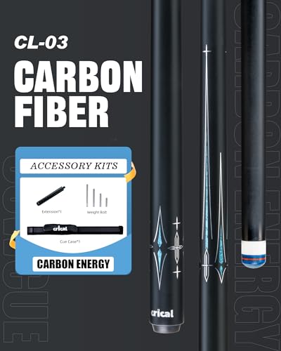 CRICAL Carbon Fiber Pool Cue Stick 58 Billiard Cue Sticks Professional Low Deflection Pool Sticks with 38 8 Pin Joint and 125mm Tip - Image 3