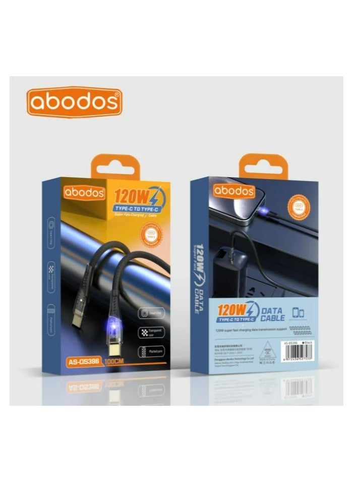 Abodos AS-DS396 120W Fast Charging Cable – Type-C to Type-C, 1.2m PD Data Cable for Smartphones, Tablets & Laptops - Image 1