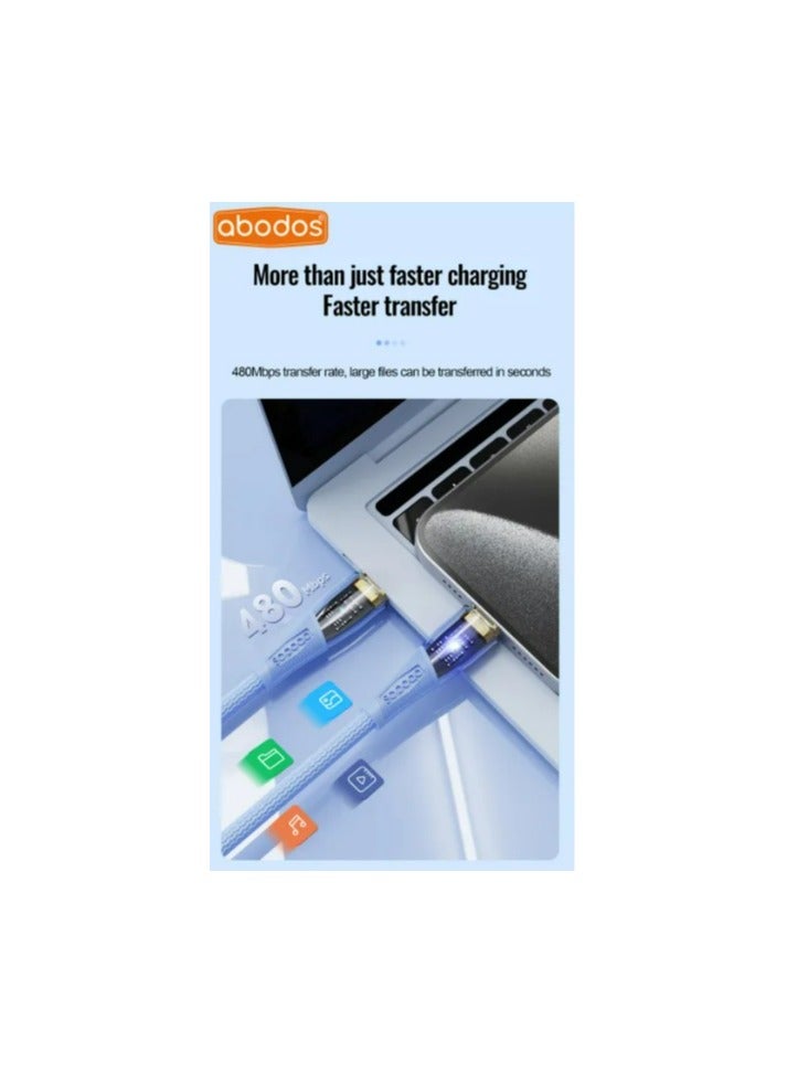 Abodos AS-DS396 120W Fast Charging Cable – Type-C to Type-C, 1.2m PD Data Cable for Smartphones, Tablets & Laptops - Image 4