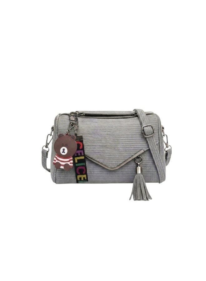 KANAZ Women's Crossbody Bag, Stylish Shoulder Handbag with Tassel and Bear Charm Accessory,KM