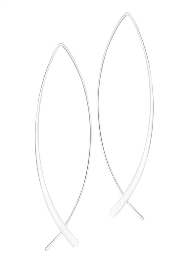 ساك سلفر أقراط حلقية طويلة على شكل سمكة إكثوس من الفضة الإسترليني عيار 925