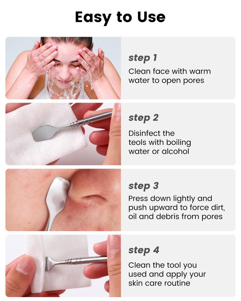 Boxoyx Pimple Popper Tool Kit - Boxoyx 6 Pcs Pore Prep Blackhead Remover Comedone Extractor Kit with Box for Quick and Easy Removal of Pimples, Blackheads, Zit Removing, Forehead,Facial and Nose (Silver) - Image 5