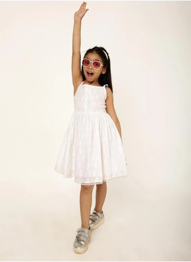 Styli Dobby Sleeveless Dress with Tie Back