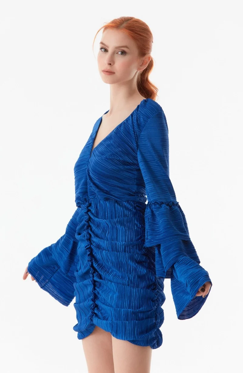 فولامودا Gathered Front V-Neck Dress