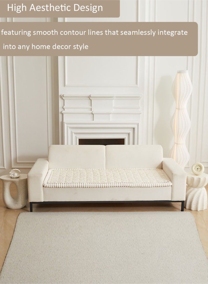 EzzySo Sofa Cover 3 Seats Sofa Slipcover 70 x 180 CM Family Friendly Couch Cover Protector Sofa Slipcover for Pets Humans Living Room Bedroom Office Decor Creamy White - Image 2