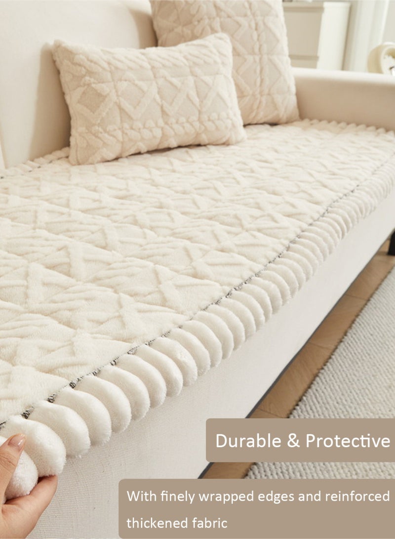 EzzySo Sofa Cover 3 Seats Sofa Slipcover 70 x 180 CM Family Friendly Couch Cover Protector Sofa Slipcover for Pets Humans Living Room Bedroom Office Decor Creamy White - Image 3