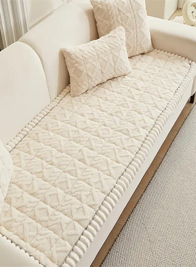 EzzySo Sofa Cover 3 Seats Sofa Slipcover 70 x 180 CM Family Friendly Couch Cover Protector Sofa Slipcover for Pets Humans Living Room Bedroom Office Decor Creamy White - Image 1