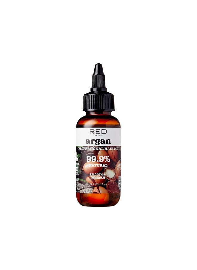 Red by Kiss Professional 99% Natural Hair Oil, Organic Vegan Oil Blend For Smooth & Nourish Hair, Biotin Infused, Hydration Add Shine & Moisturize Hair (Argan, 2.5 Fl Oz)  - Image 1