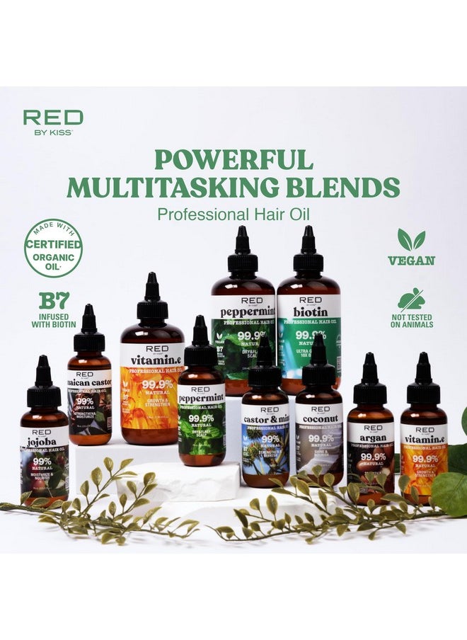 Red by Kiss Professional 99% Natural Hair Oil, Organic Vegan Oil Blend For Smooth & Nourish Hair, Biotin Infused, Hydration Add Shine & Moisturize Hair (Argan, 2.5 Fl Oz)  - Image 5