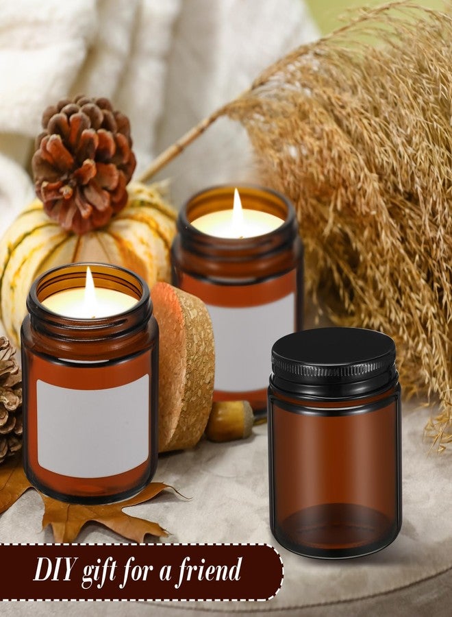 Zhehao 12 Pcs 4 oz Glass Candle Jars with Lids Amber Round Candle Container Tins Canning Mason Holder Containers Bottles for Valentine Making DIY, Dishwasher Safe, Black Lids - Image 4
