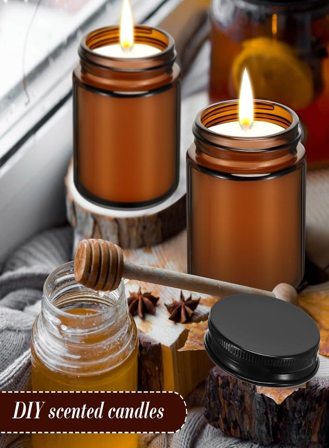 Zhehao 12 Pcs 4 oz Glass Candle Jars with Lids Amber Round Candle Container Tins Canning Mason Holder Containers Bottles for Valentine Making DIY, Dishwasher Safe, Black Lids - Image 5