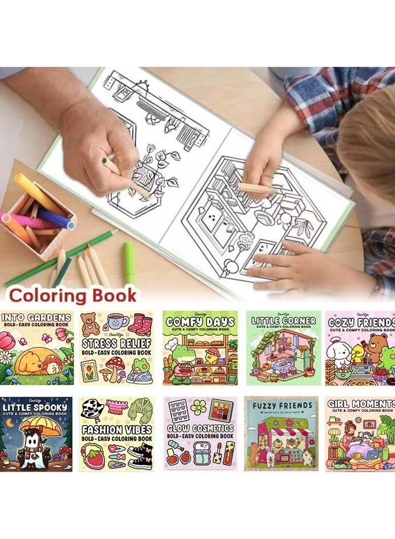  طائرة ورقية كتاب تلوين حيوان بتصميم لطيف ومهدئ للأعصاب للأطفال، كتاب رسم بتصميمات بسيطة إبداعية بأفكار رائعة للاسترخاء توفر راحة البال للبالغين والمراهقين - Image 5