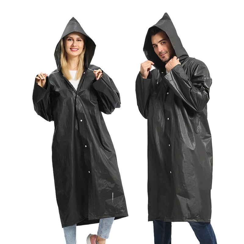 Rain Poncho for Adults, 1 Pack EVA Reusable Raincoat Jacket for Men and Women, Packable for Family Fishing, Travel, or Emergency Use, with Hood and Elastic Sleeves - Image 1
