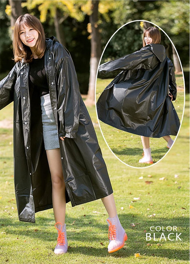 Rain Poncho for Adults, 1 Pack EVA Reusable Raincoat Jacket for Men and Women, Packable for Family Fishing, Travel, or Emergency Use, with Hood and Elastic Sleeves - Image 3