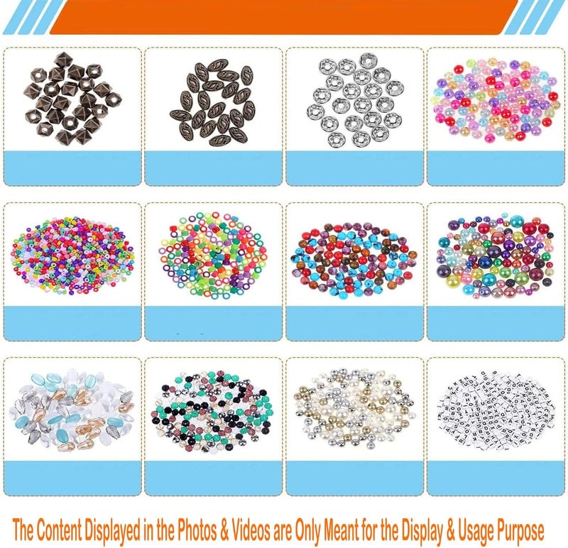 DIY Crafts 1700x Pcs DIY Kit Jewelry Making Kit Splendid Chosen Beads Findings Charms Tools for Bracelets Rings Earrings Necklace Making for Teens Adults Gift for Girl1700x Pcs DIY Kit - Image 5
