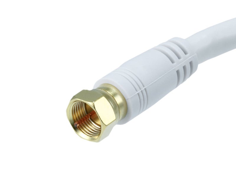 Monoprice RG6 Quad Shield CL2 Coaxial Cable with F Type Connector, 1.5ft, White - Image 2