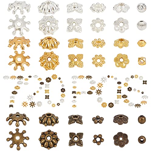 SUNNYCLUE 720Pcs Flower Bead Caps Spacer Beads Set Filigree Iron 6Petal Floral Caps Tibetan Style Flower End Spacers for Jewelry Making Findings Necklaces Bracelets DIY Supplies - Image 1