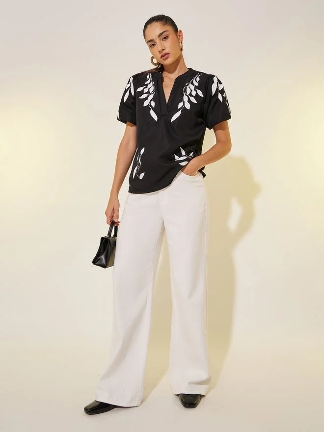 Take Two Graphic Print Puff Sleeves Blouse