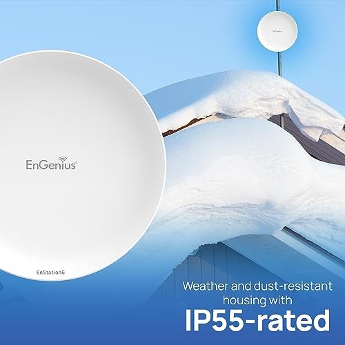 EnGenius EnStation6 Outdoor Wi-Fi 6 Wireless Bridge, 5GHz, 1200 Mbps, 2x2 MIMO, 19 dBi Antenna, 26 dBm, IP55, Long-Range Point-to-Point Up to 18km, Gigabit Port, Weatherproof - Image 3