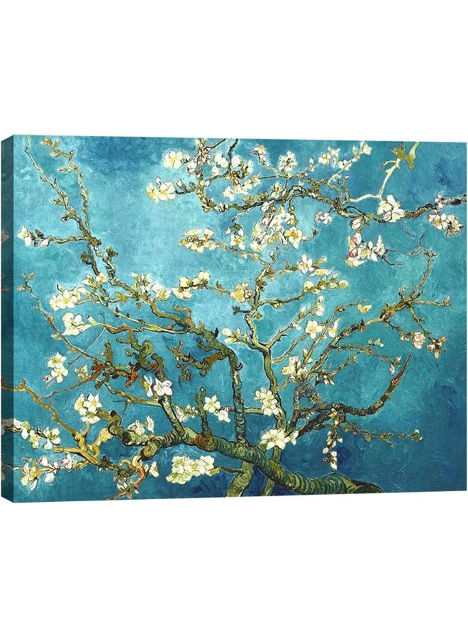 Pyradecor Modern Almond Blossom Famous Oil Paintings Reproduction Canvas Prints by Van Gogh Floral Pictures on Canvas Wall Art for Bedroom Home Office Decorations - Image 1