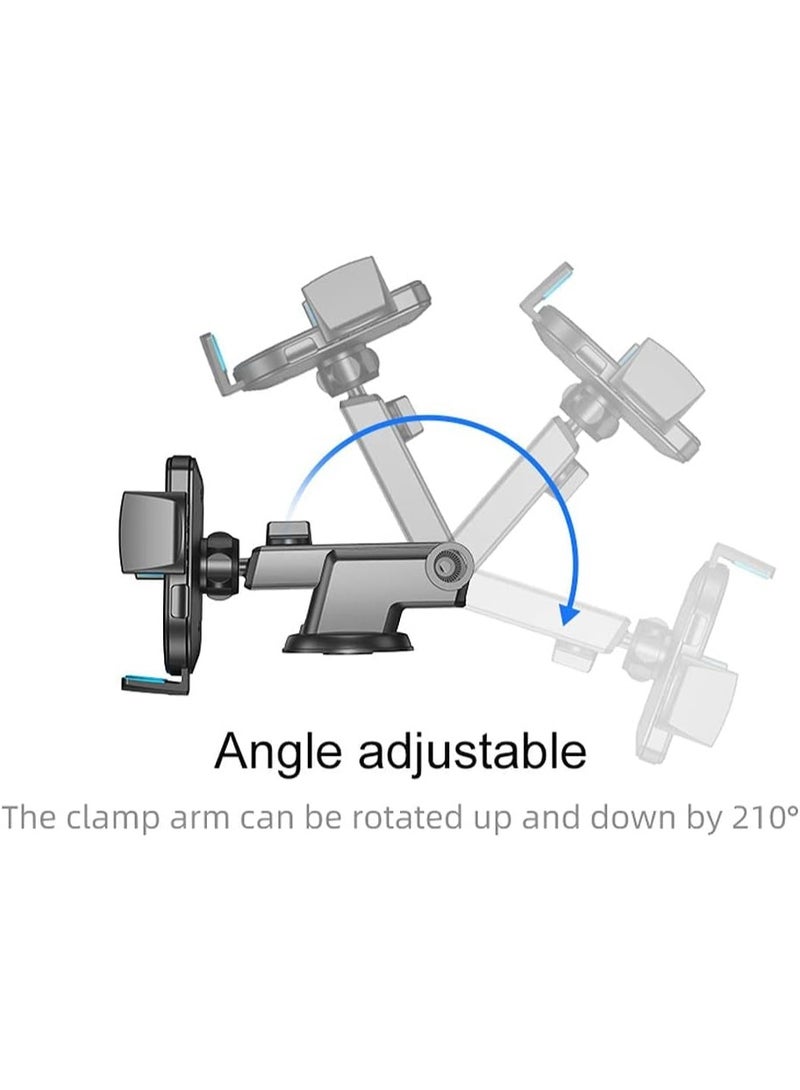 Car Phone Mount with Suction Cup & Telescopic Arm – Adjustable Windshield & Dashboard Phone Holder Compatible with 4-6.7 inch Phones, 360° Rotation, Strong Grip, Easy One-Hand Operation. - Image 2