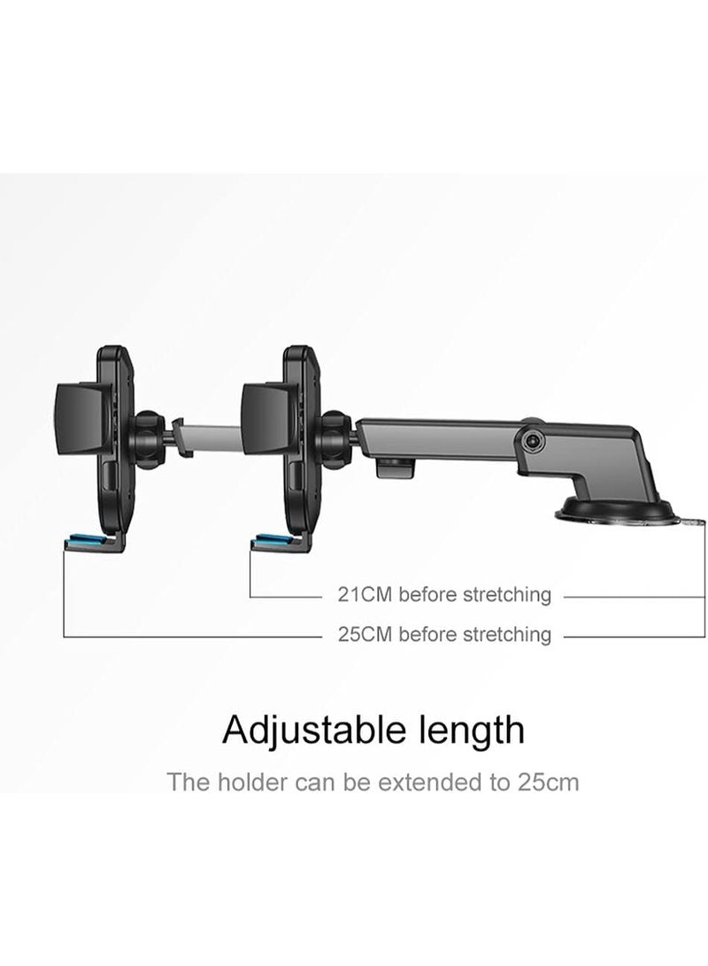 Car Phone Mount with Suction Cup & Telescopic Arm – Adjustable Windshield & Dashboard Phone Holder Compatible with 4-6.7 inch Phones, 360° Rotation, Strong Grip, Easy One-Hand Operation. - Image 3