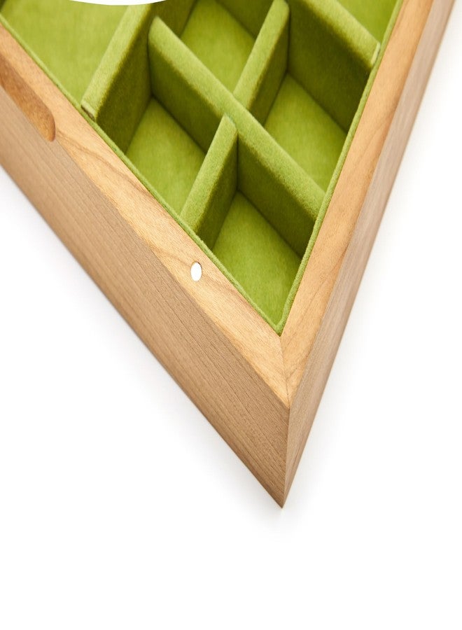 pandapark Wooden Jewelry Box with Glass Lid, Multi-Compartment Storage Display Case, Walnut Brown (Green Cherry) - Image 4