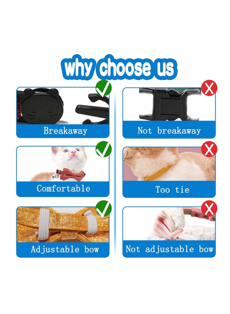 Excefore Cat Collars for Girl Cats, 2 Pcs Breakaway Cat Collars with Bell, Orange and Black Kitten Collars with Detachable Bell and Bow - Image 4