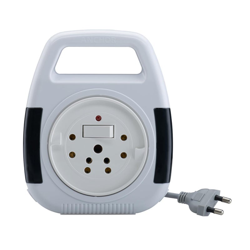 Anchor by Panasonic 6A 2 Pin Flex Box with Indicator & Handle | 4 Mtr Extension Flex Box for Home, Office (White) - Image 1
