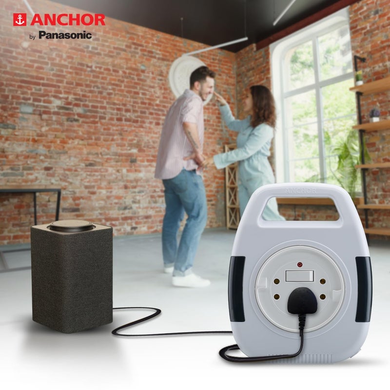 Anchor by Panasonic 6A 2 Pin Flex Box with Indicator & Handle | 4 Mtr Extension Flex Box for Home, Office (White) - Image 4