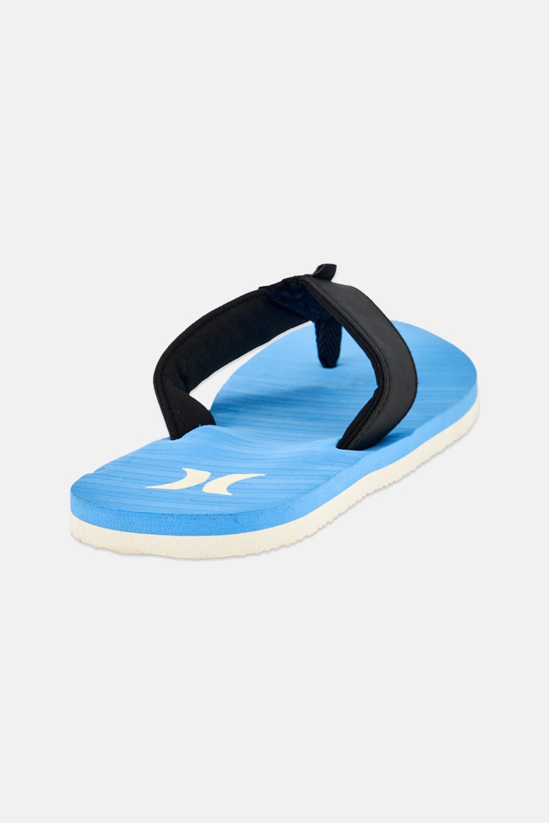 Hurley Men Brand Logo Slip On Slippers, Blue - Image 3