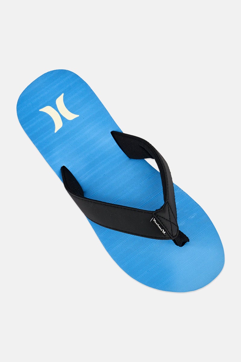 Hurley Men Brand Logo Slip On Slippers, Blue - Image 4