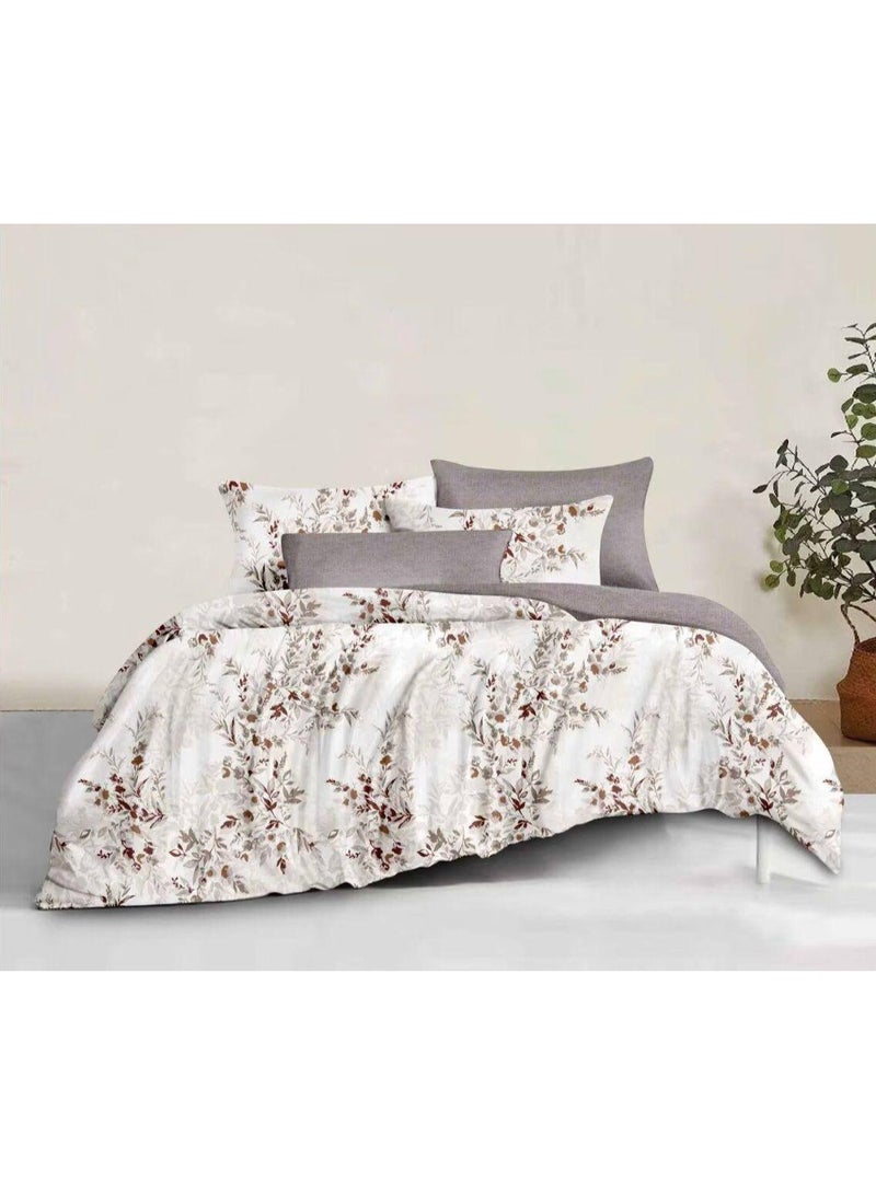 طقم سرير ملكي فاخر (6 قطع) – غطاء لحاف ناعم وقابل للتنفس 220x240 سم من القطن