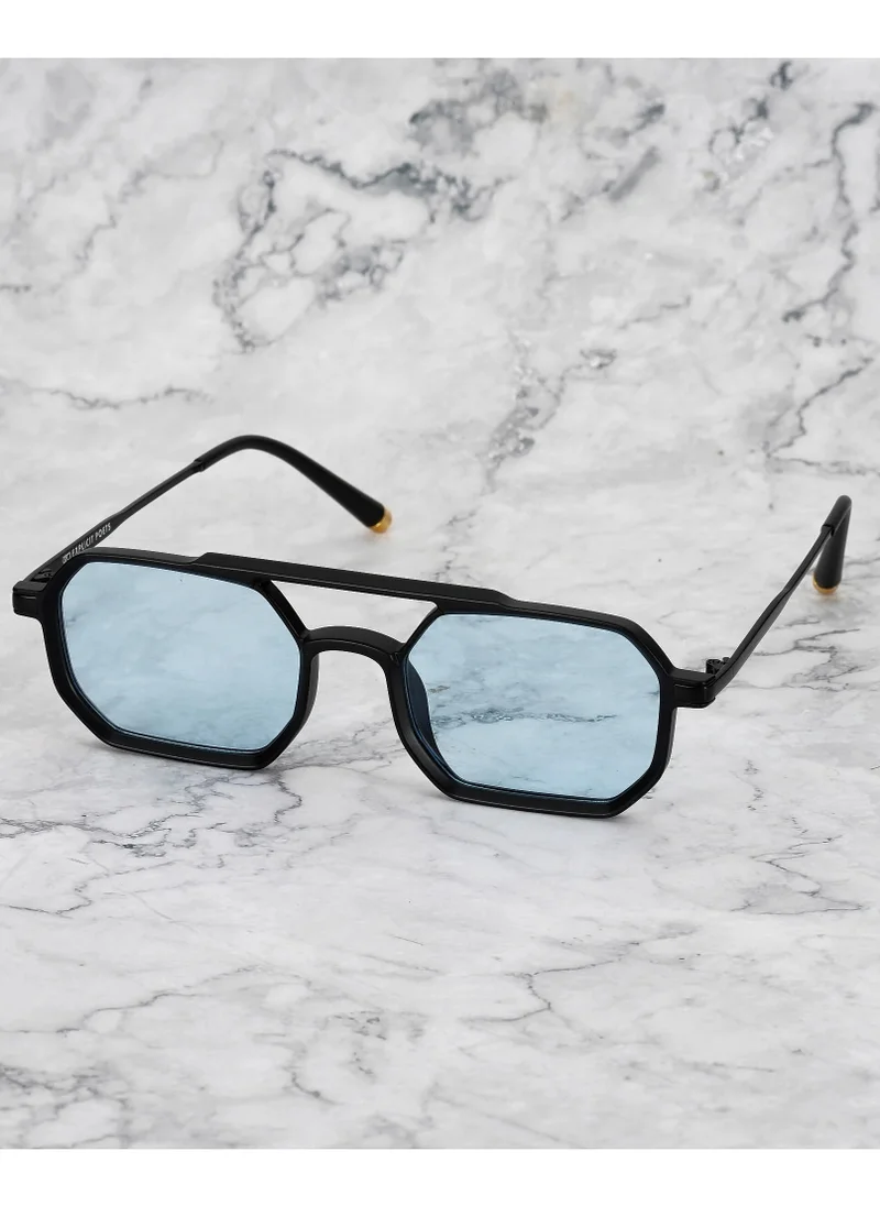 الشعراء الصريحون Explicit Poets Unisex RICHARD Matt Black - Blue Stylish Sunglasses, 40EP1