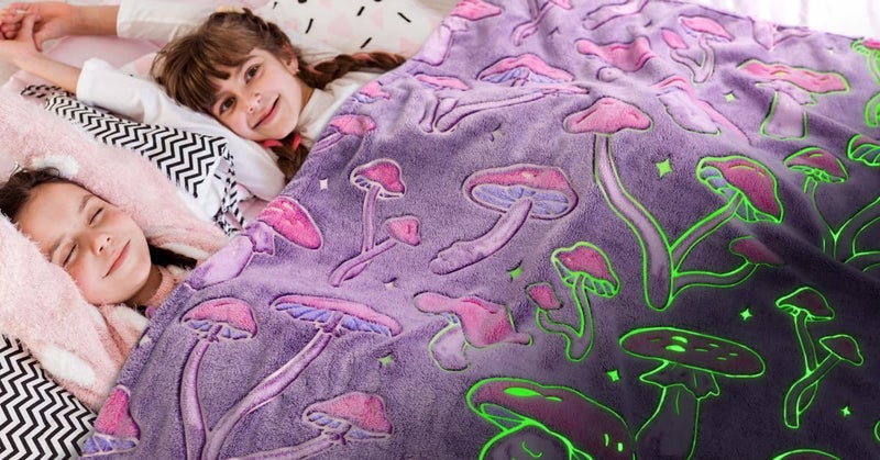MIBOI Glow in The Dark Cute Mushroom Throw Blanket Mushroom Blankets for Adult Girls Decor Soft Fleece Blanket Twin for Kids Bed Couch Kids Birthday - Image 2