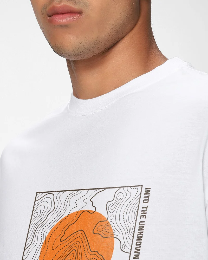 bewakoof  Men's White Zone Zero Graphic Printed Oversized T-shirt  | Best Price UAE