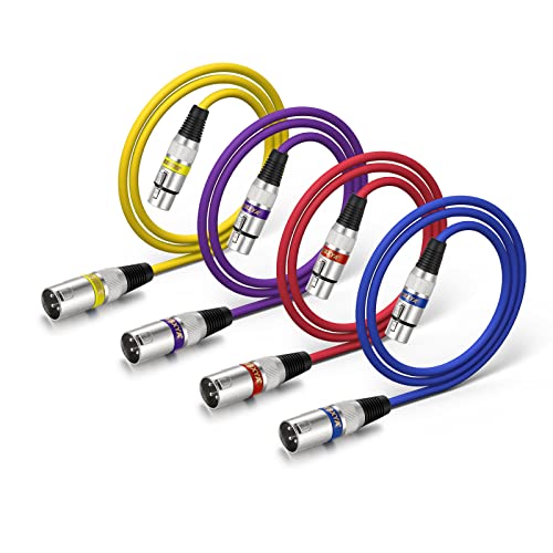 EBXYA XLR Microphone Cable, 3ft XLR Cable Audio Cords Microphone Patch Cable Balanced, 4 Color Packs - Image 1