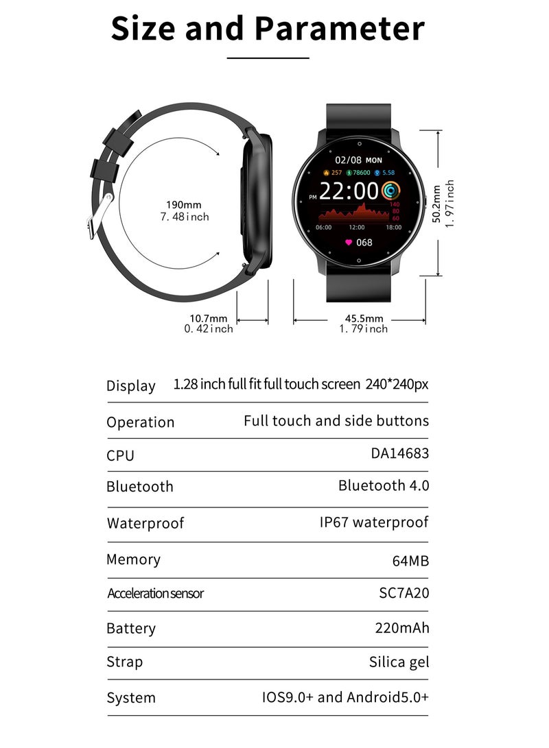 LIGE Smart Watch 1.28 inch Full Touch Screen Sport Tracker Watch Waterproof Bluetooth Silicone Strap Pink for Women  - Image 5