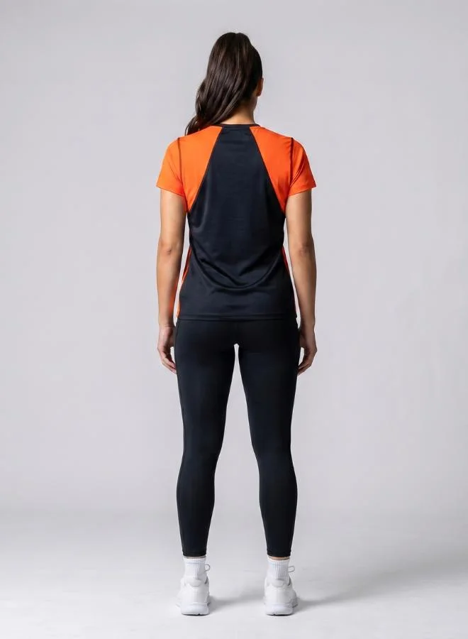 Zaecy Night Empyrean Black Sunset Orange Women's V-neck T-shirt for Women | Best Price UAE