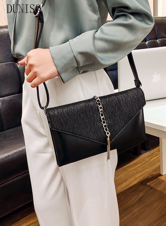 DUNISO Women Shiny Glitter Evening Clutch Envelope Handbag Chain Purse for Wedding Formal Cocktail Party - Image 2