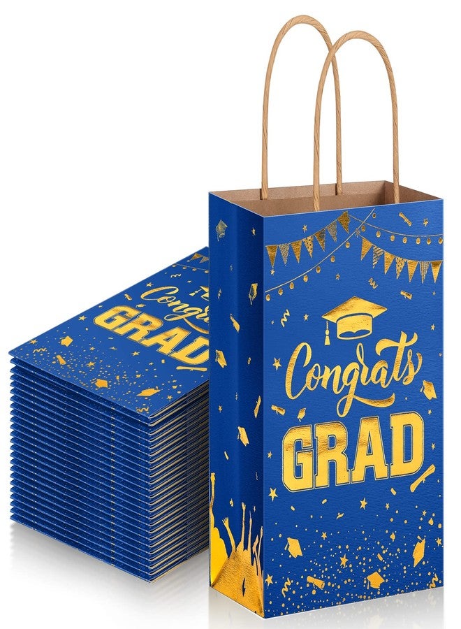 TaoBary 24 Pcs Blue Gold 2026 Graduation Gift Bags Congrats Grad Bags Party Favors with Handles Graduation Treat Paper Gifts for Grad Party Supplies, 8 x 6 x 3 Inches - Image 1