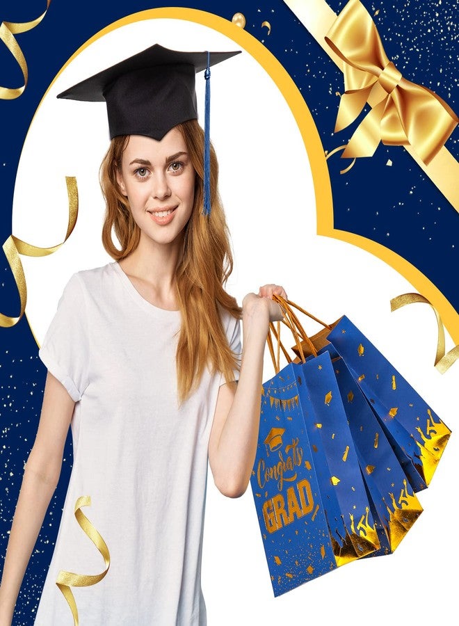 TaoBary 24 Pcs Blue Gold 2026 Graduation Gift Bags Congrats Grad Bags Party Favors with Handles Graduation Treat Paper Gifts for Grad Party Supplies, 8 x 6 x 3 Inches - Image 4